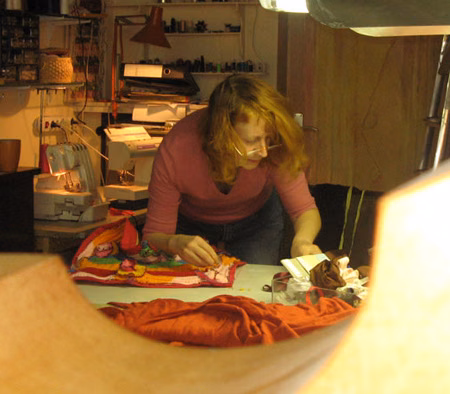 Els creating artwork in her atelier